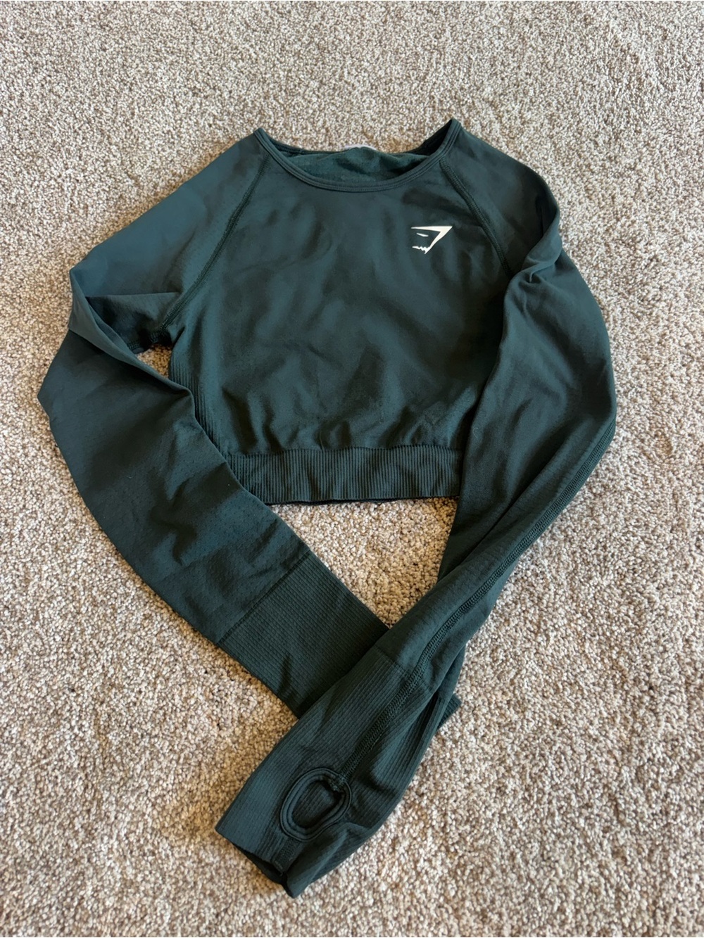 Gymshark Dark Green Cropped Long Sleeve Top